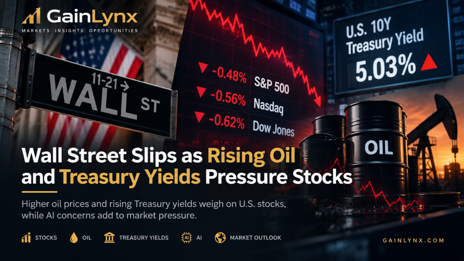 Wall Street stocks under pressure from rising oil prices and Treasury yields