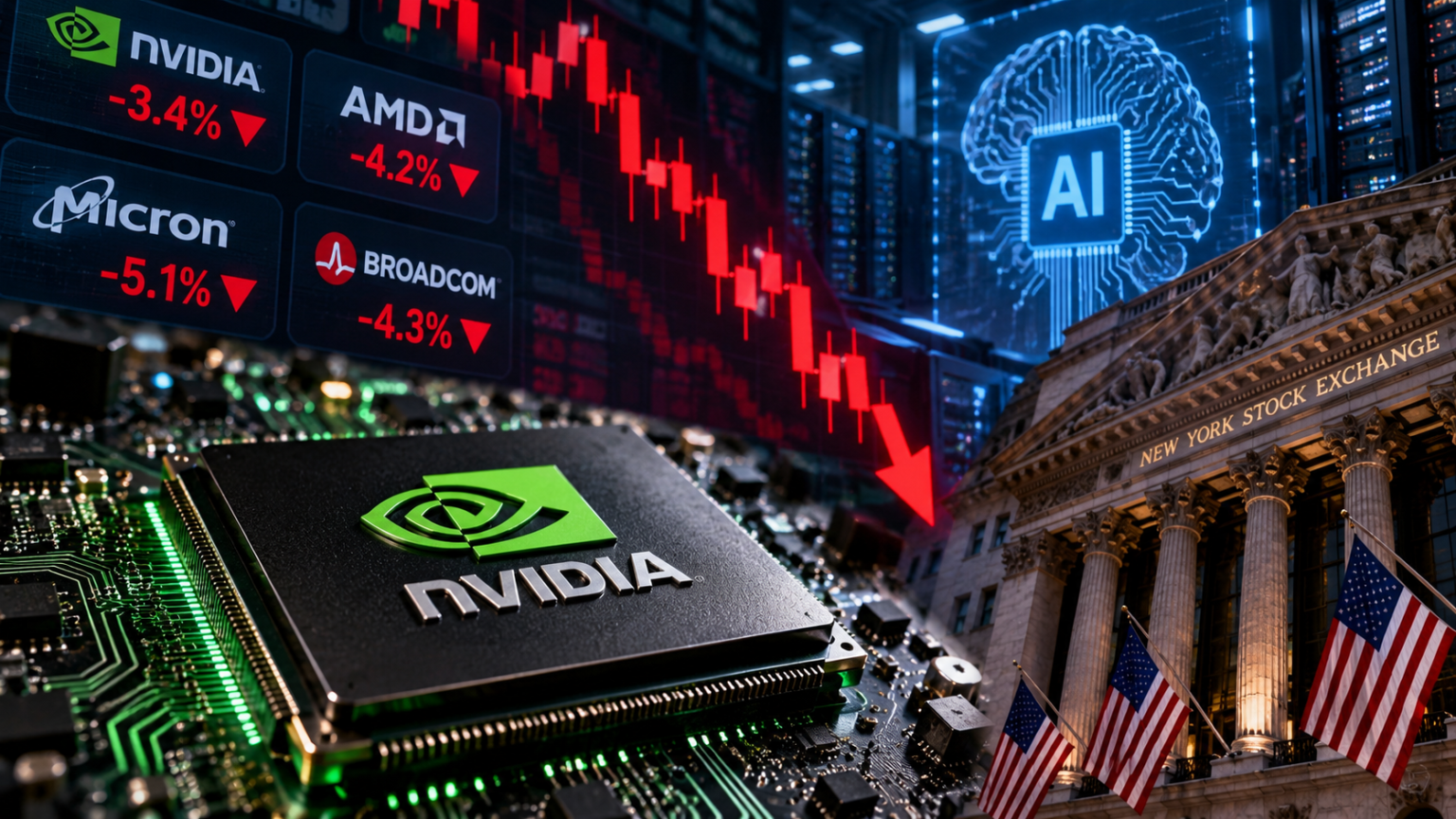 Nvidia and semiconductor stocks fall amid AI spending concerns and rising Treasury yields