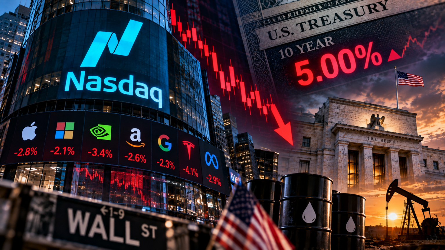 Nasdaq Under Pressure as Treasury Yields Top 5% Ahead of Fed Decision Nasdaq under pressure as US 10-year Treasury yield rises above 5 percent