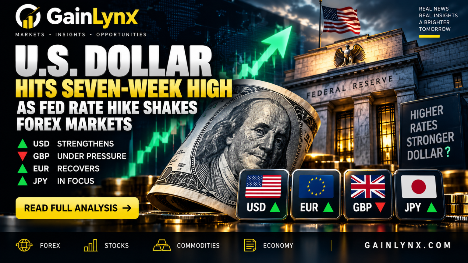U.S. dollar hits seven-week high as Fed rate hike shakes forex markets