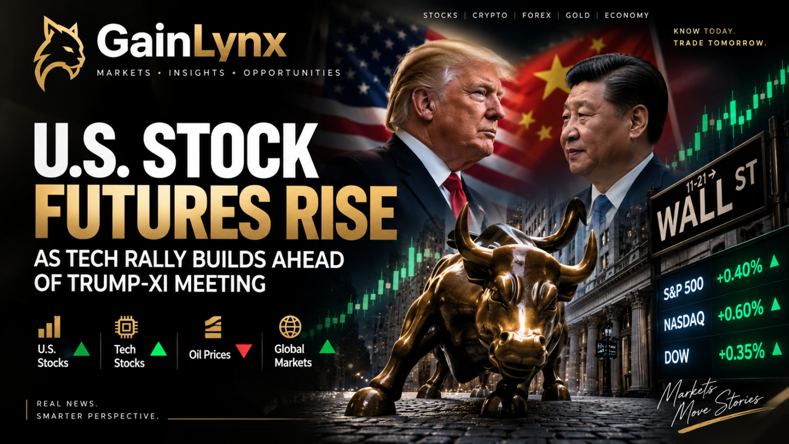 U.S. stock futures rise as tech stocks rally ahead of Trump-Xi meeting