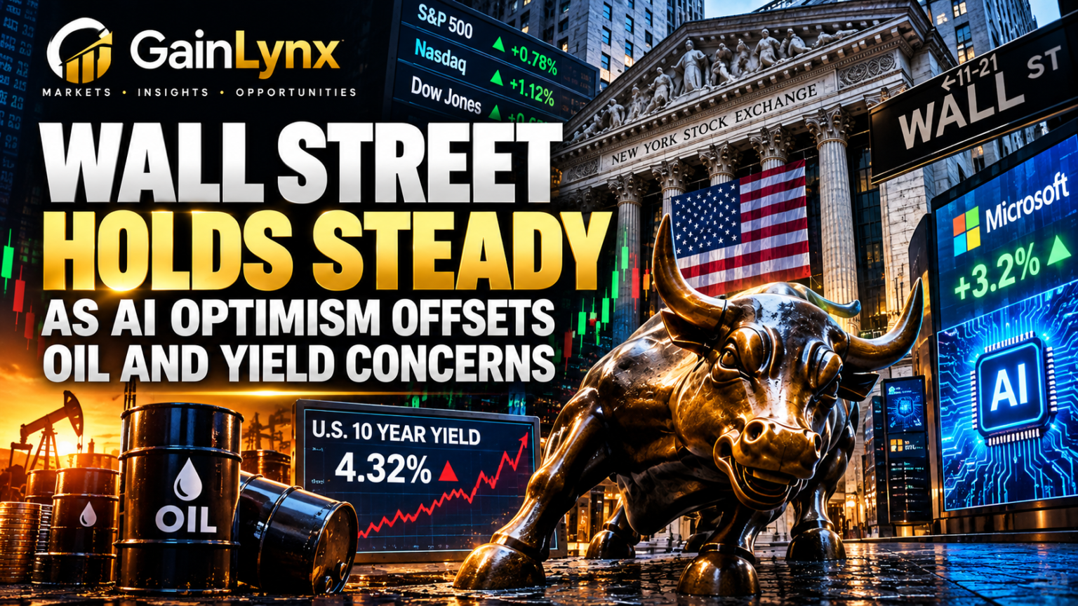 Wall Street Holds Steady as AI Optimism Offsets Oil and Yield Concerns Wall Street today as AI optimism offsets concerns over oil prices and Treasury yields