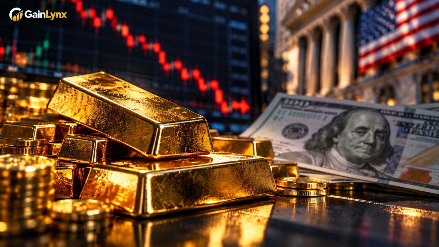 Gold price falls as strong U.S. dollar and Treasury yields pressure bullion